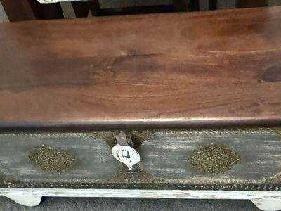 Vintage Indian Brass-Embossed Storage Trunk / Coffee Table – Cedar Wood