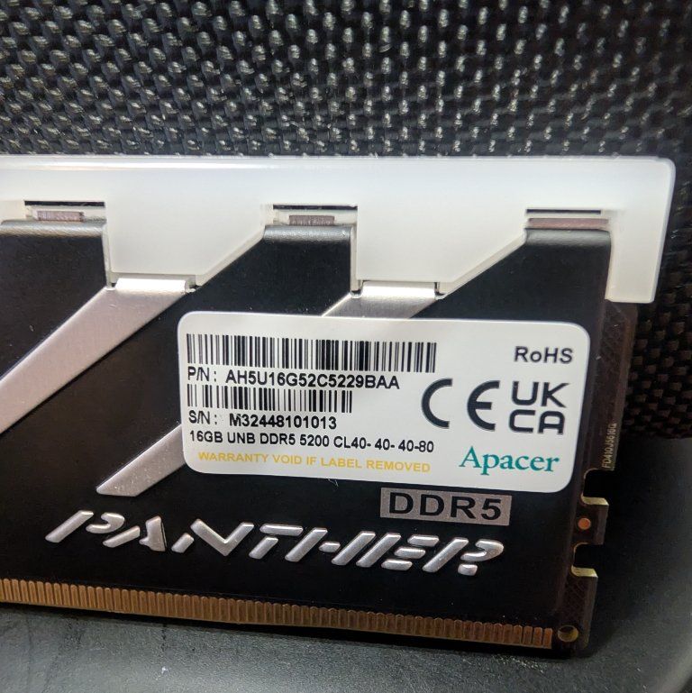 Apacer Panther LED 16GB DDR5 5200MHz RAM Stick (AH5U16G52C5229BAA)