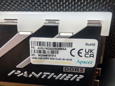 Apacer Panther LED 16GB DDR5 5200MHz RAM Stick (AH5U16G52C5229BAA)