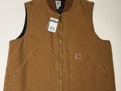 Carhartt Duck Canvas Quilt-Lined Vest - Brown - Men's L - Brand New With Tags