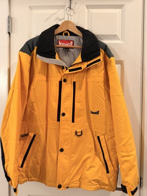 Vintage Marker Ski Jacket - Yellow XL Nylon Shell with Polyester Insulation - Retro 80s/90s Style