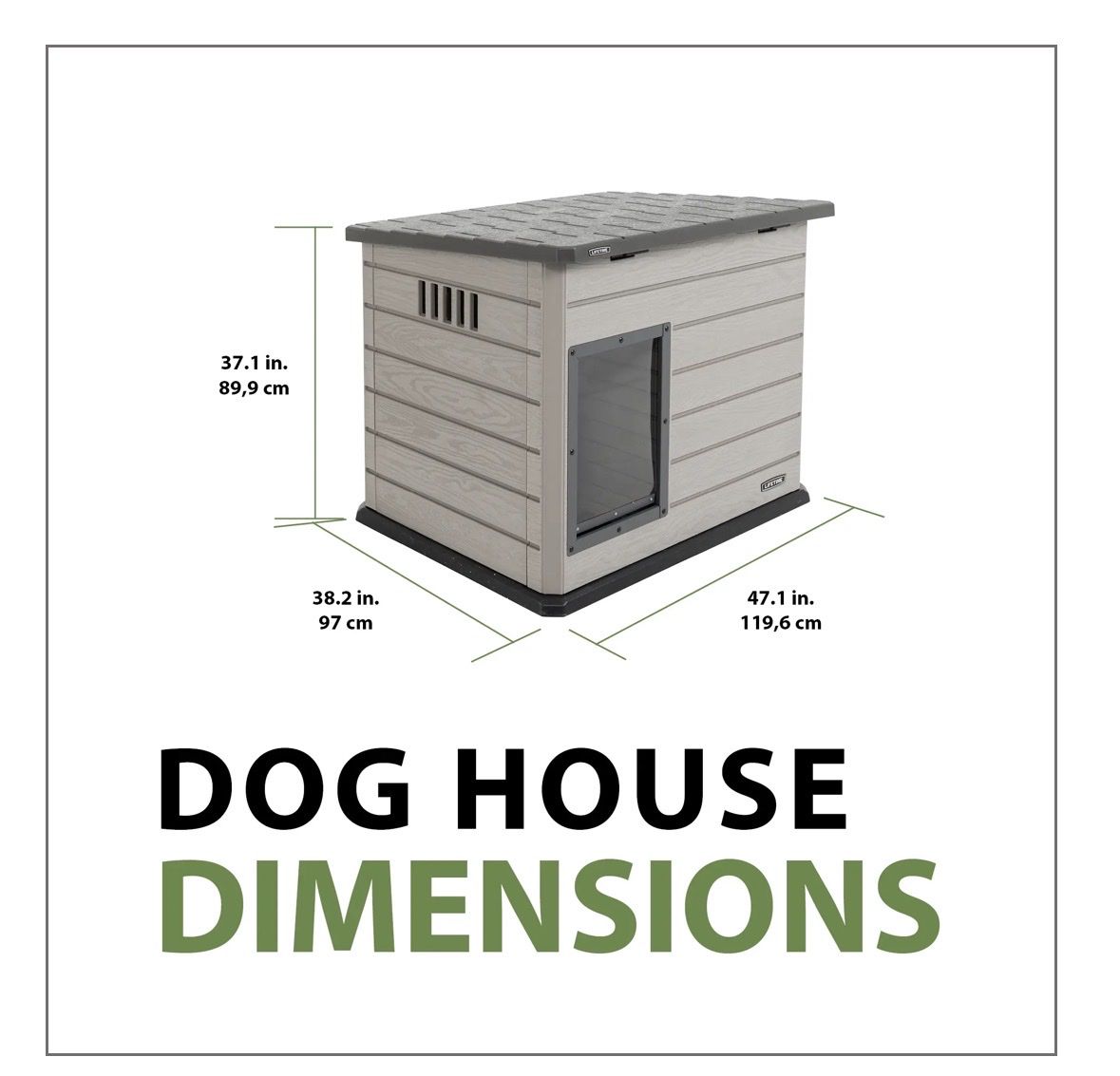 Lifetime Dog House with built in heater. Weather-Resistant, Vented, Removable Partition