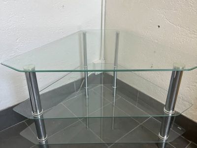 3-Tier Glass Corner Table / Display Shelf