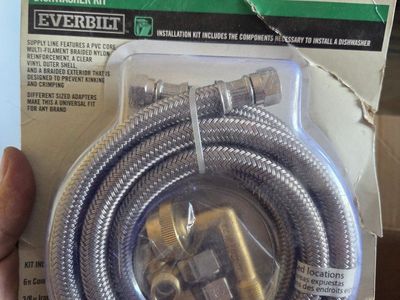 Everbilt 6ft Dishwasher Installation Kit - Braided Nylon Supply Line & Universal Adapters