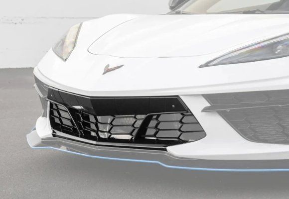 Corvette C8 Front Bumper Grille Mesh and Lip - Gloss Black, Aftermarket Upgrade