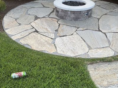 Stone pavers, natural stone pavers, mostly large with some smaller.