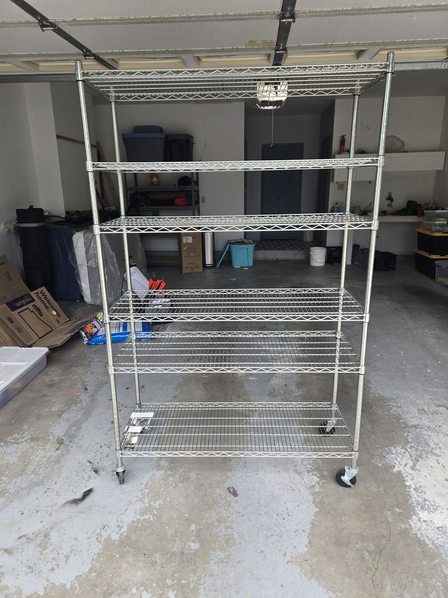 Costco Trinity Heavy Duty 6-Tier Wire Shelving w/ Locking Casters
