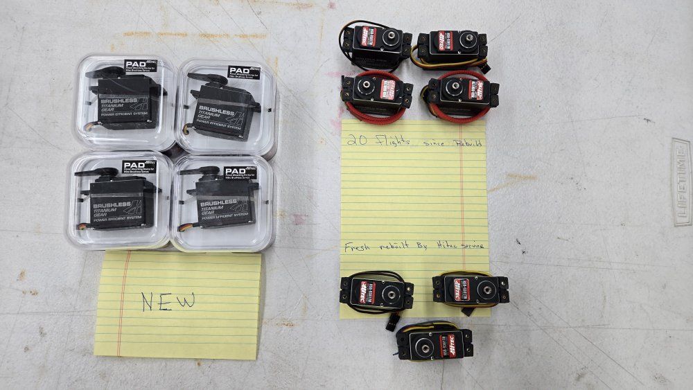 Hitec HSB 9381-TH (4 New) & Hitec HSB 9381-TH (7 Rebuilt) Brushless Titanium Gear Servos