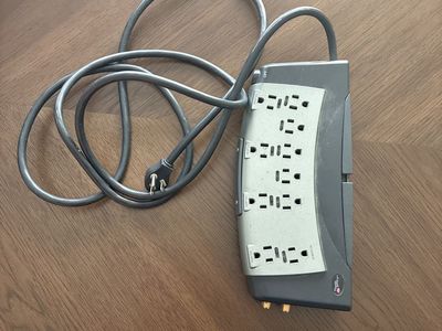 Power Sentry 10-Outlet Surge Protector Power Strip with 8ft Cord. Sliding child-safe safety closures