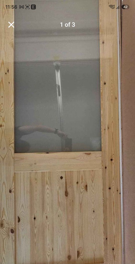 NEW 30" x 80" Unfinished Pine Interior Door Slab with Glass  #449