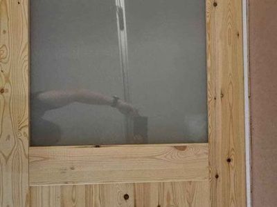 NEW 30" x 80" Unfinished Pine Interior Door Slab with Glass #449