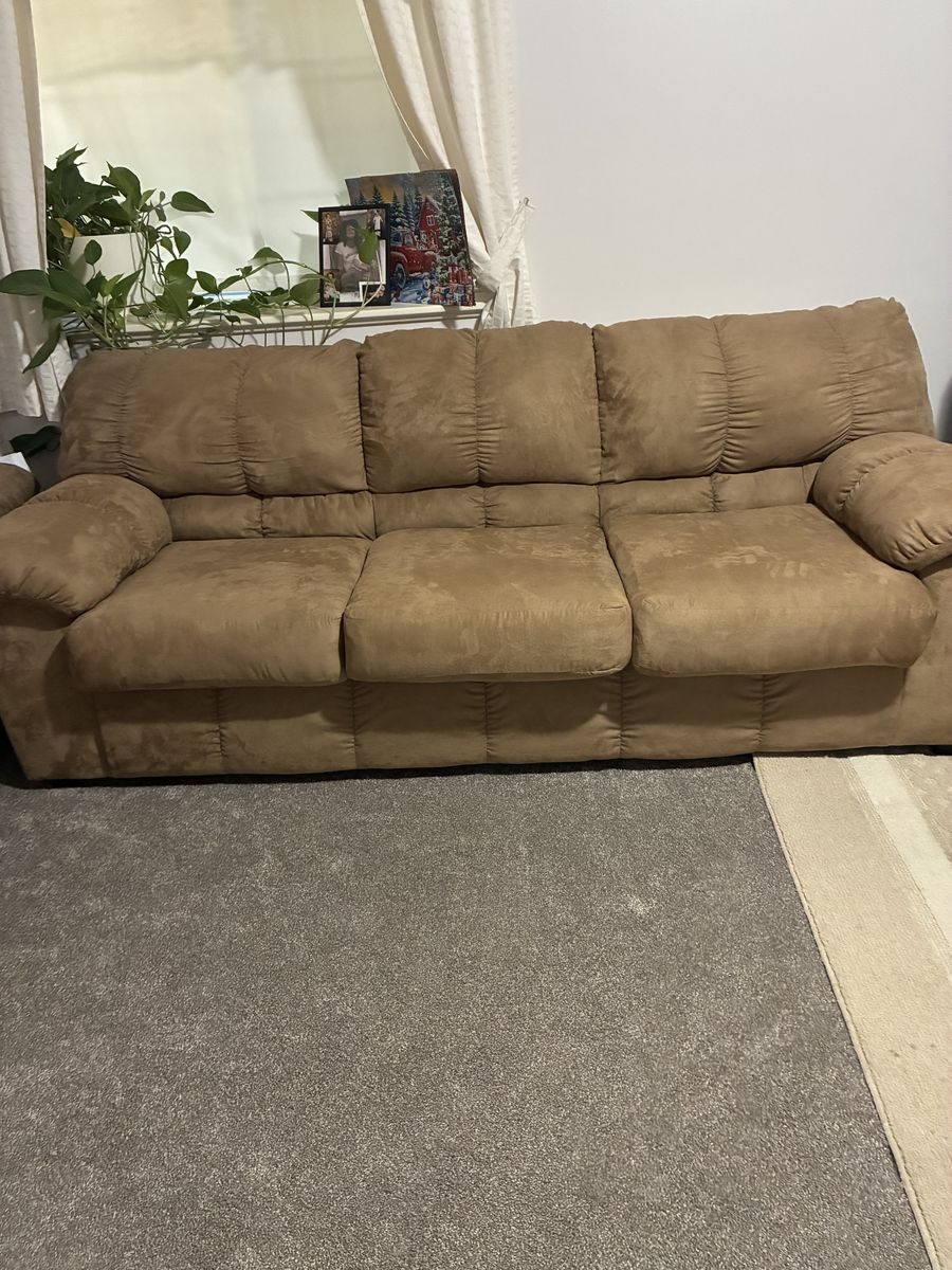 Brown Microfiber 3-Cushion Sofa Couches