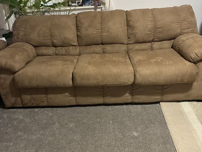 Brown Microfiber 3-Cushion Sofa Couches