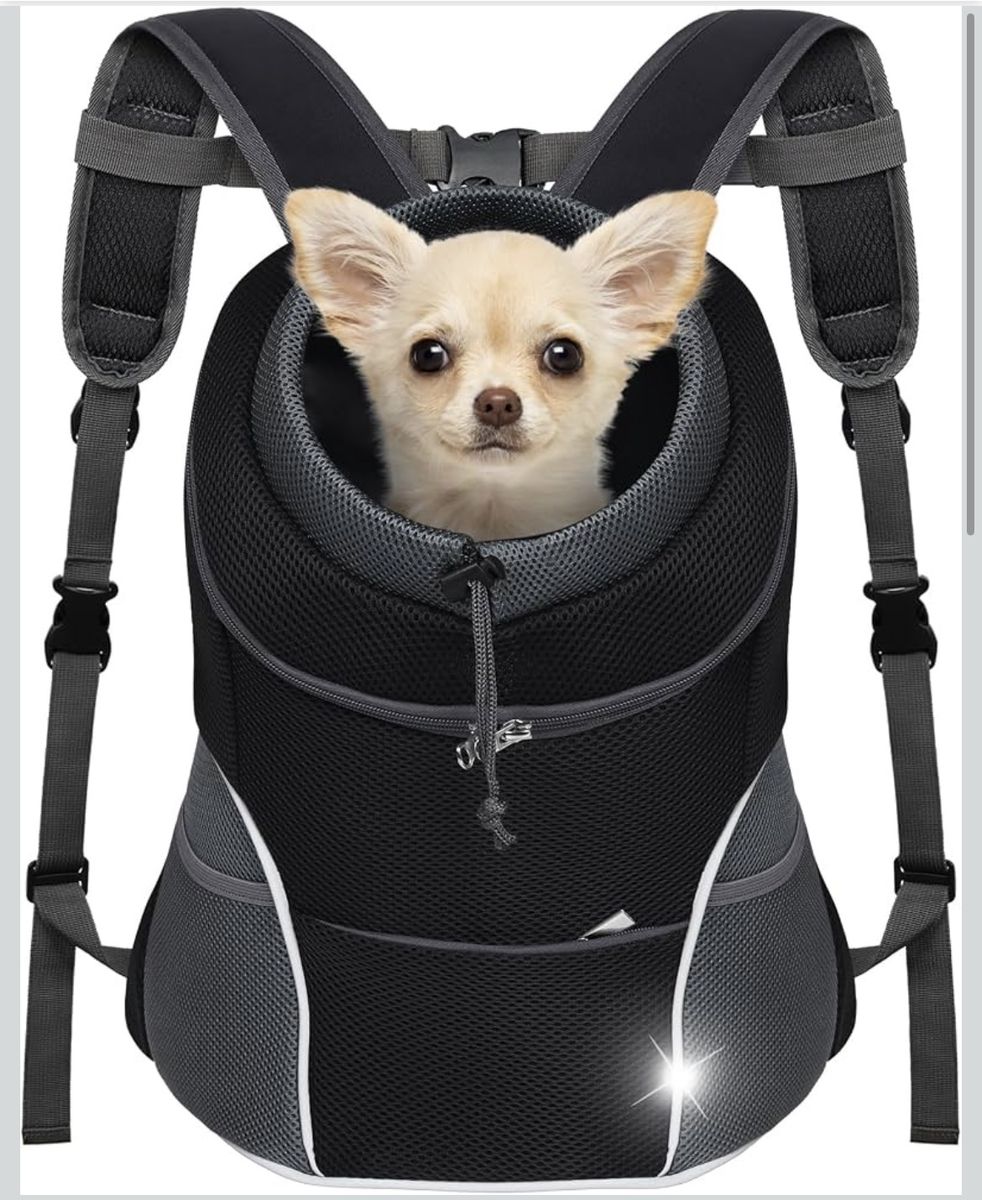 Breathable Mesh Pet Carrier Backpack for Small Dogs - Black/Gray Front Pack