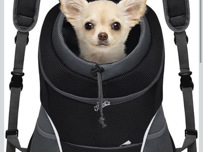 Breathable Mesh Pet Carrier Backpack for Small Dogs - Black/Gray Front Pack