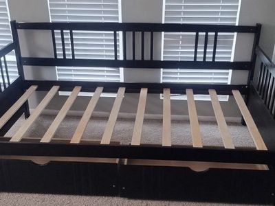 full size bed frame with built in drawers