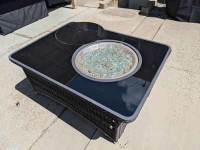 Premium Outdoor GreatRoom Wicker Fire Pit Table (Glass Top)