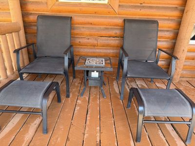 Five piece patio set with Fireplace