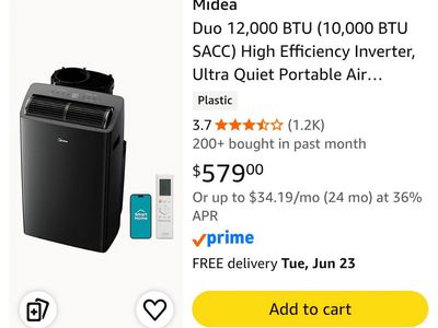 Midea Duo 12,000 BTU (10,000 SACC) High Efficiency Inverter Ultra Quiet Portable Air Conditioner