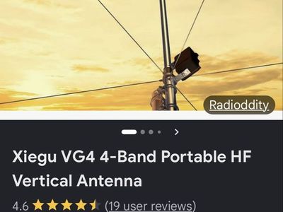 Radioddity Xiegu VG4 4-Band Portable HF Vertical Antenna - Base Station Compatible