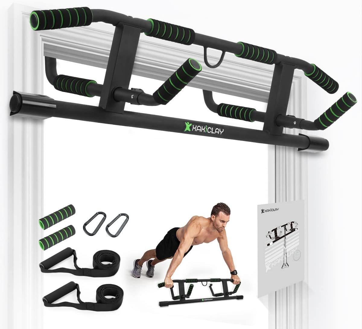 KAKICLAY Multi-Grip Pull Up Bar with Smart Larger Hooks Technology