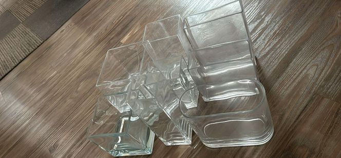 Glass Vases Square Rectangle & Oblong Set of 8