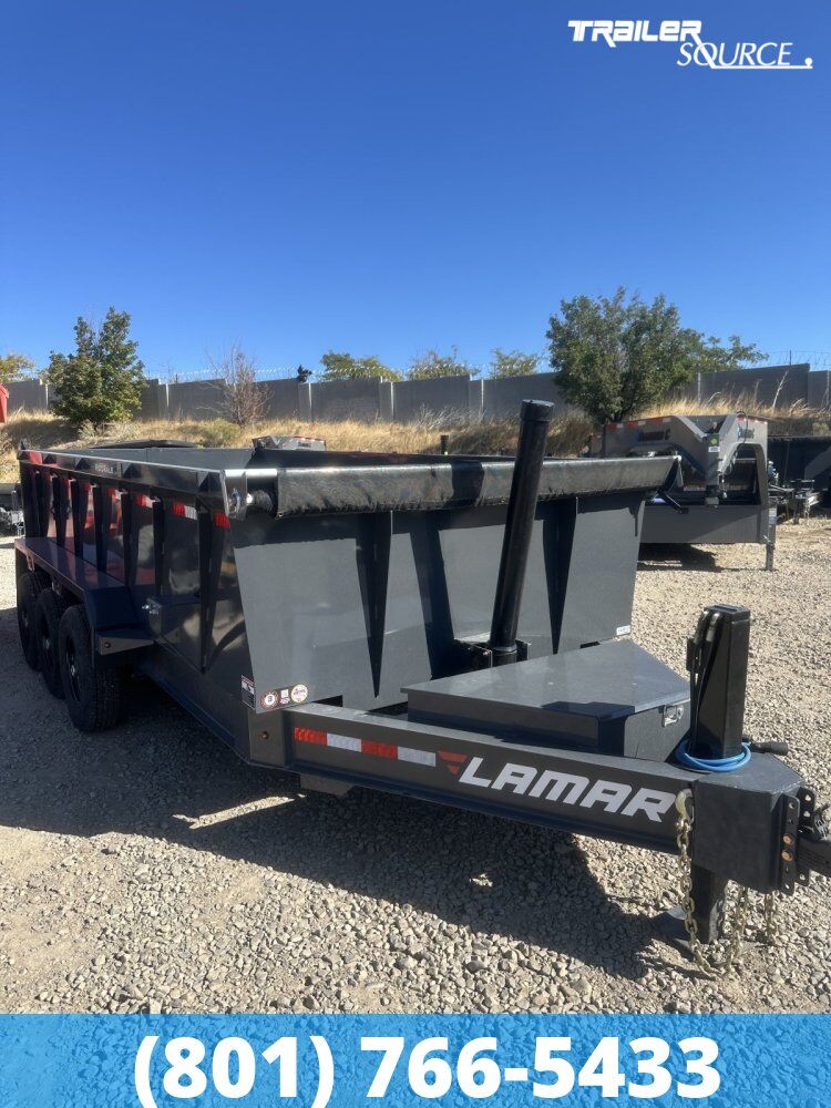 7x16 Lamar DT Dump Trailer - 36" Sides - 21K GVWR - 7 Gauge Floor, Hydraulic Jack(s), Telescopic