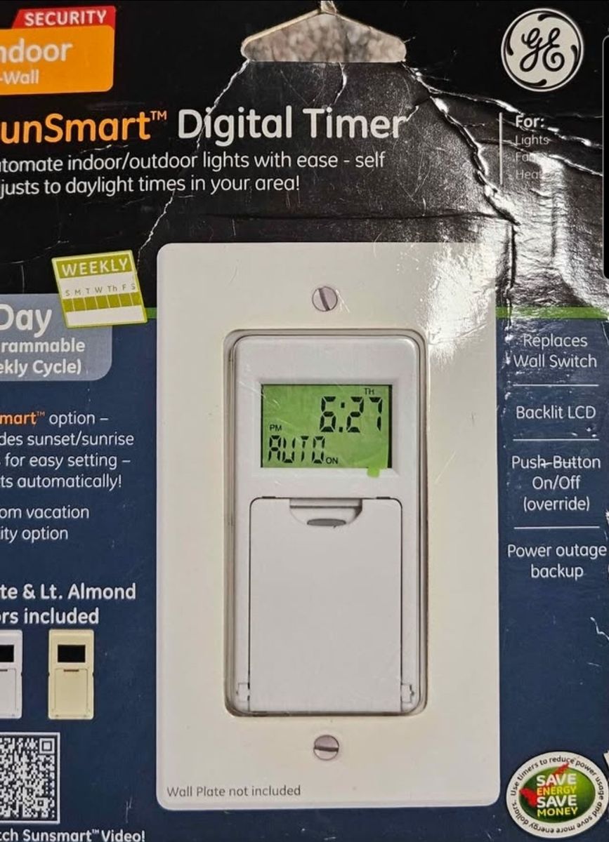 GE SunSmart In-Wall Digital Timer Switch - White/Light Almond
