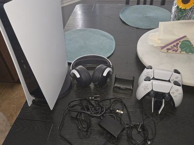 Sony PlayStation 5 Digital Edition Console Bundle w/ 2 Controllers, Charging Dock, Mounted Charging Dock & Headphones