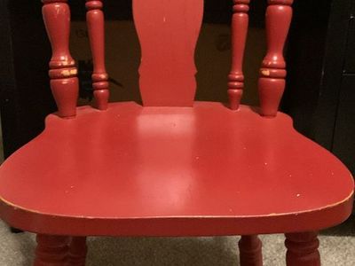 Vintage Red Wooden Spindle Back Dining Chair Distressed Finish