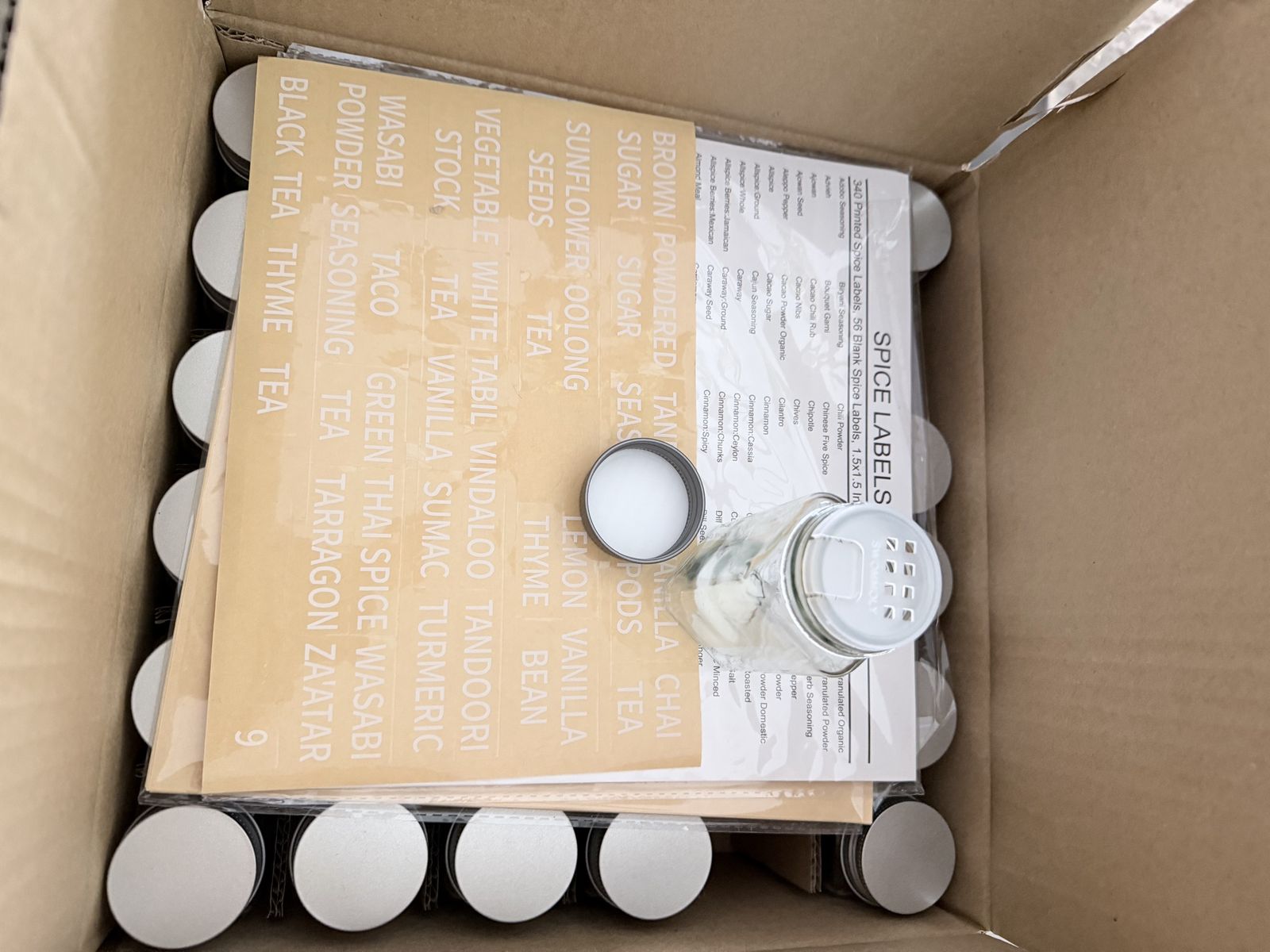 Unlabeled Glass Spice Jars (34-Pack) with Labels and Shaker Lids