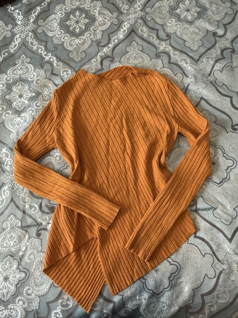 Ribbed Orange Long Sleeve Top