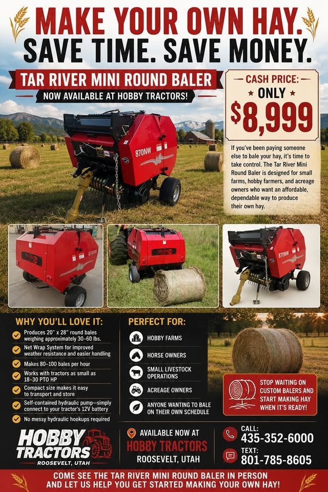 Tar River Mini Round Baler – Now Available at Hobby Tractors!