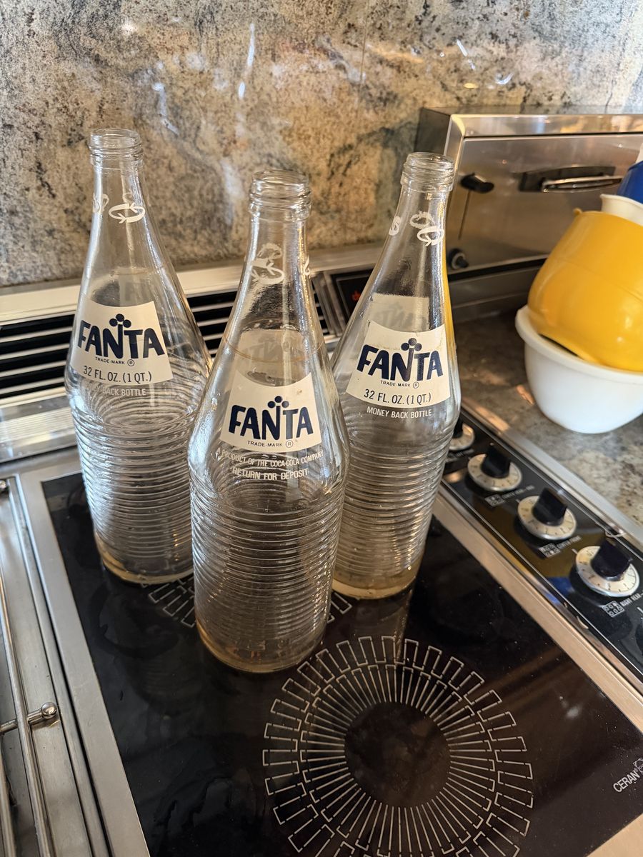 Vintage 1976 Fanta 32 Oz Glass Bottles – Set of 3 – Coca-Cola Money Back Bottles $85/all in Provo