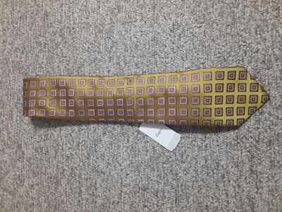 Ermenegildo Zegna Pink & Blue Geometric Squares Yellow Tie NWT