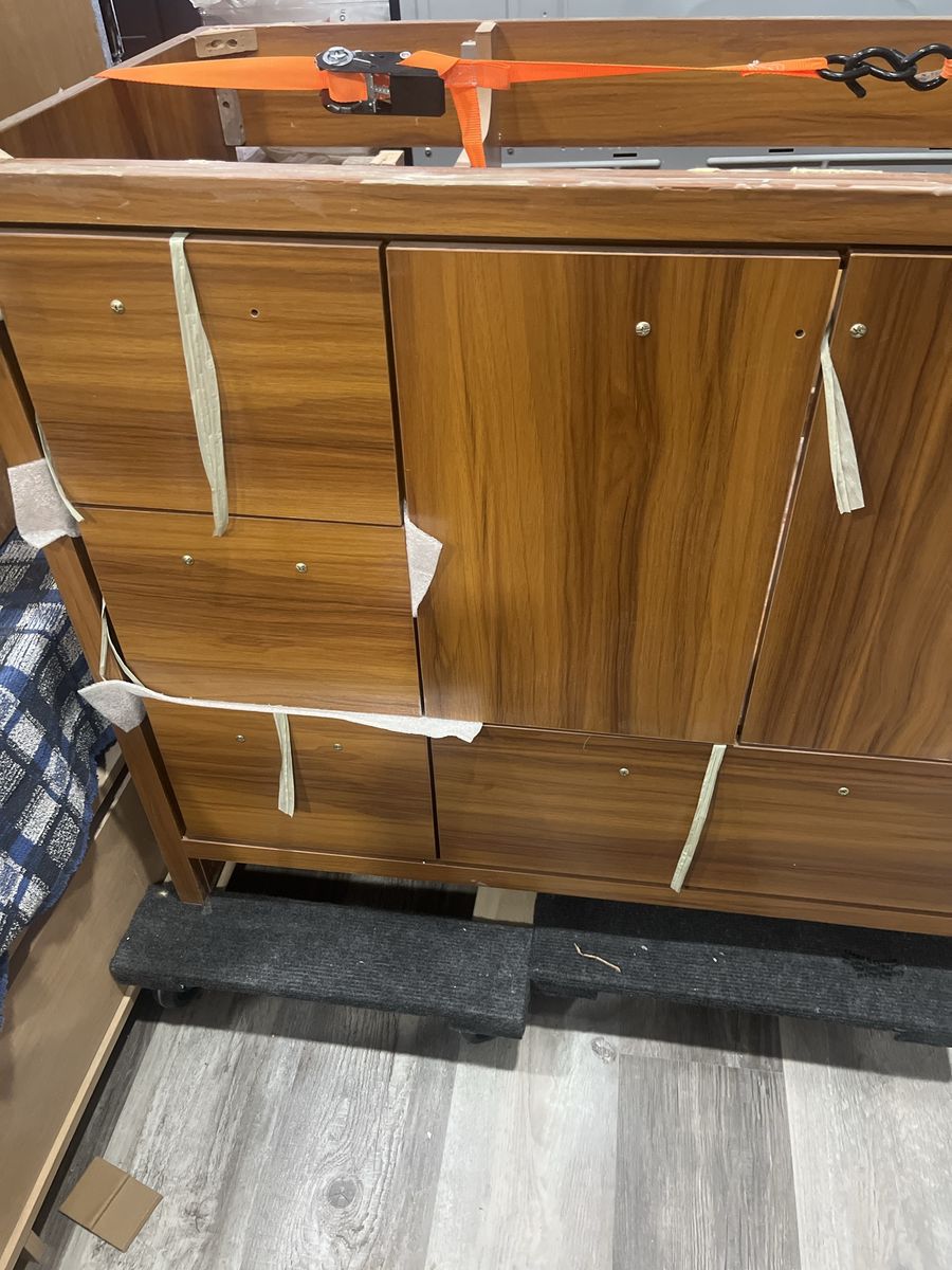 36-Inch Wood Grain Bathroom Vanity Base with Left-Side Drawers (No Top)