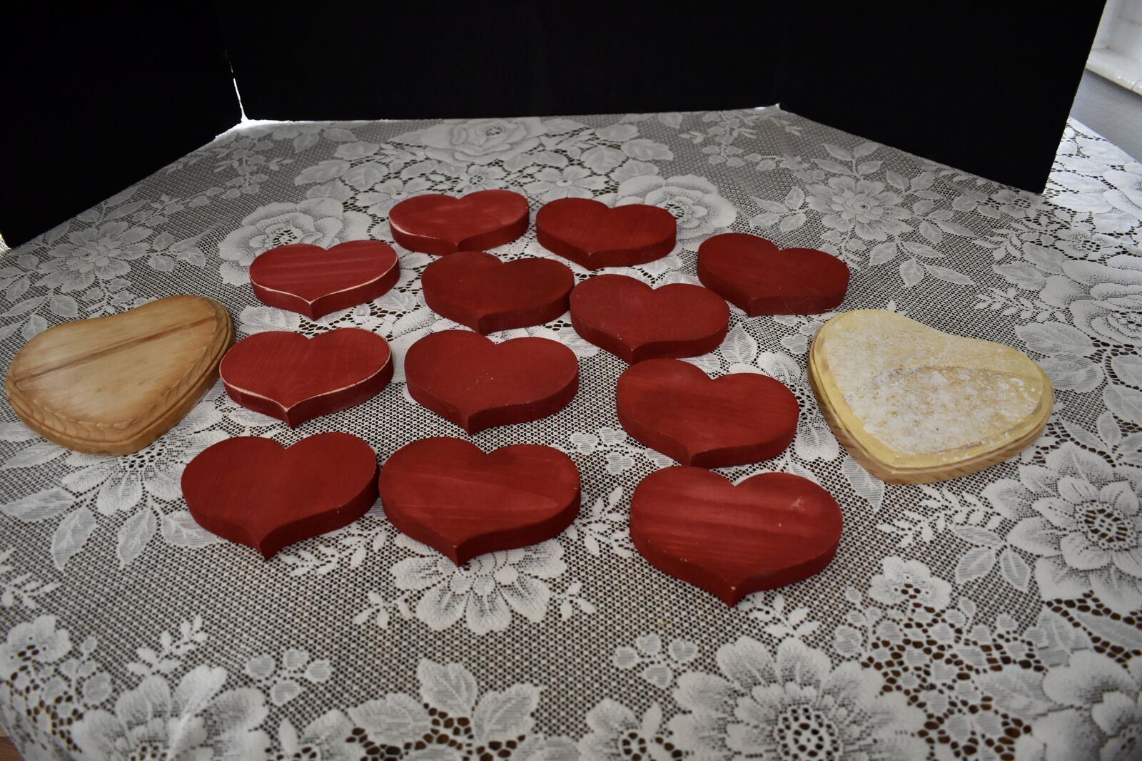 SEVERAL WOODEN HEART SHAPES FOR FUN VALENTINES DECOR AND MORE
