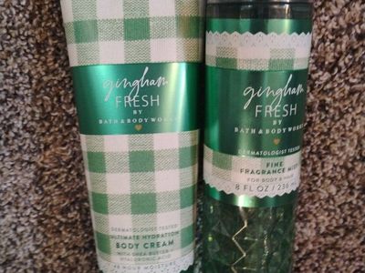 Bath & Body Works Gingham Fresh Body Cream (8 oz) & Fine Fragrance Mist (8 fl oz) Set
