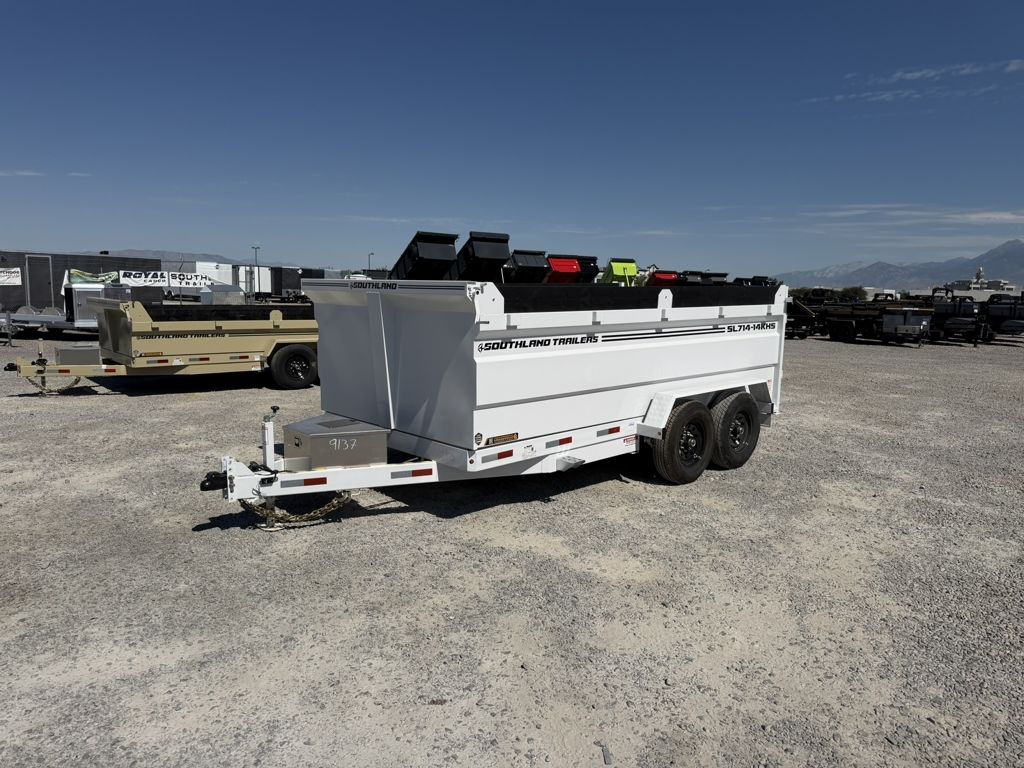 2026 Southland 7x14 15.4k SL714-14KHS Highside Tube Frame Scissor Lift Dump Trailer *NEW*
