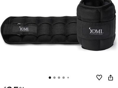 DMI Adjustable Wrist/Ankle Weights - 2x 5lbs (10lbs Total) with 5 Removable Sand Pockets, Black