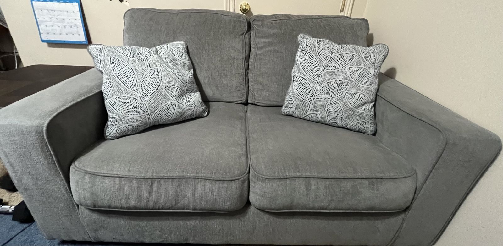 Grey loveseat couch