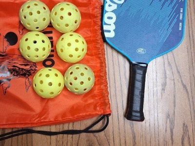Wilson Fury Max Pickle Ball Paddle and 6 balls