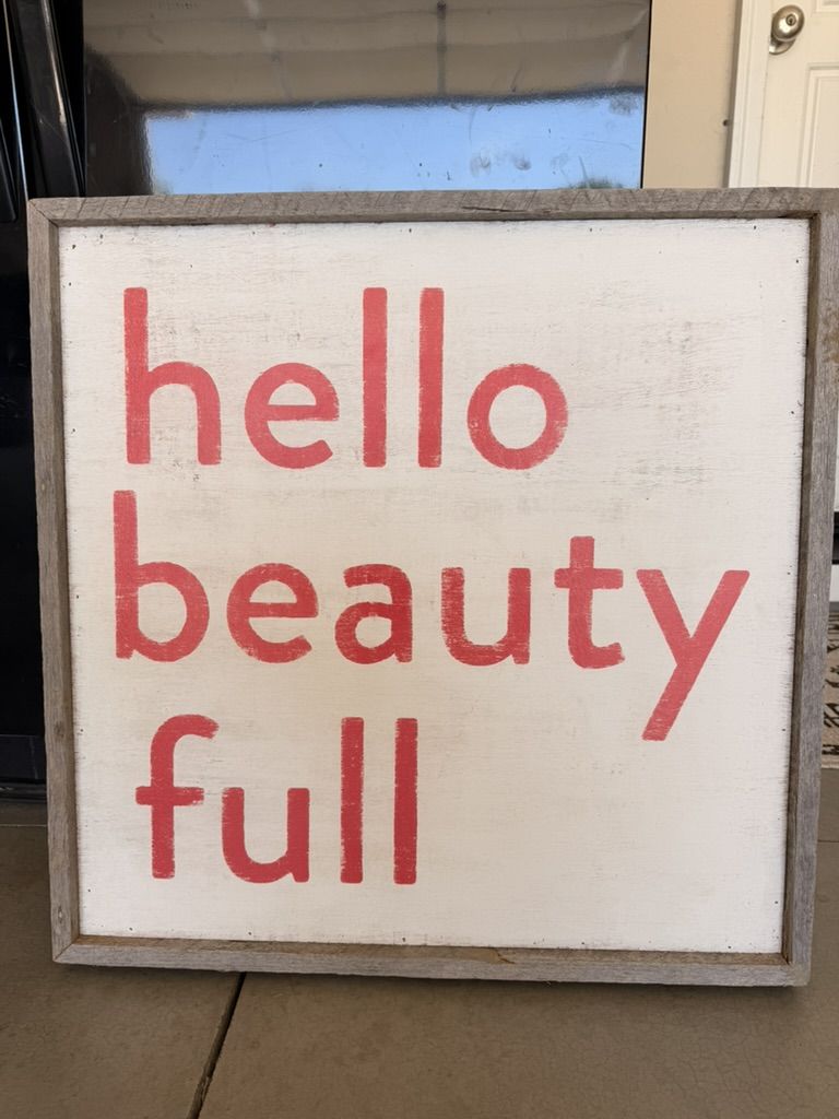 Sugarboo Rustic "Hello Beauty Full" Wood Framed Sign - Farmhouse Wall Decor