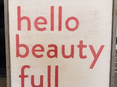 Sugarboo Rustic "Hello Beauty Full" Wood Framed Sign - Farmhouse Wall Decor