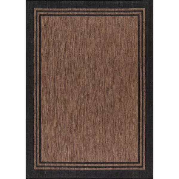 10 X 14 Gold Black Aloha Washable Bordered Indoor Outdoor Area Rug