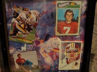 Washington Redskins Football Cards Shadow Box - Joe Theismann, Gus Frerotte, Terry Allen Display