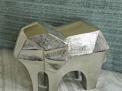 Elephant Modern Cubic Art 6"×8.5" Silver Metal