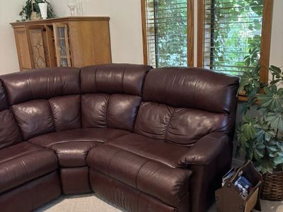 Mahogany faux leather coach