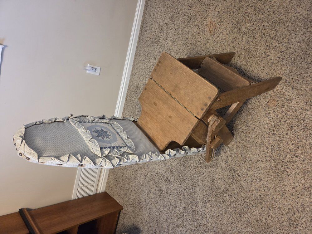 Small antique ironing board/ step stool/chair