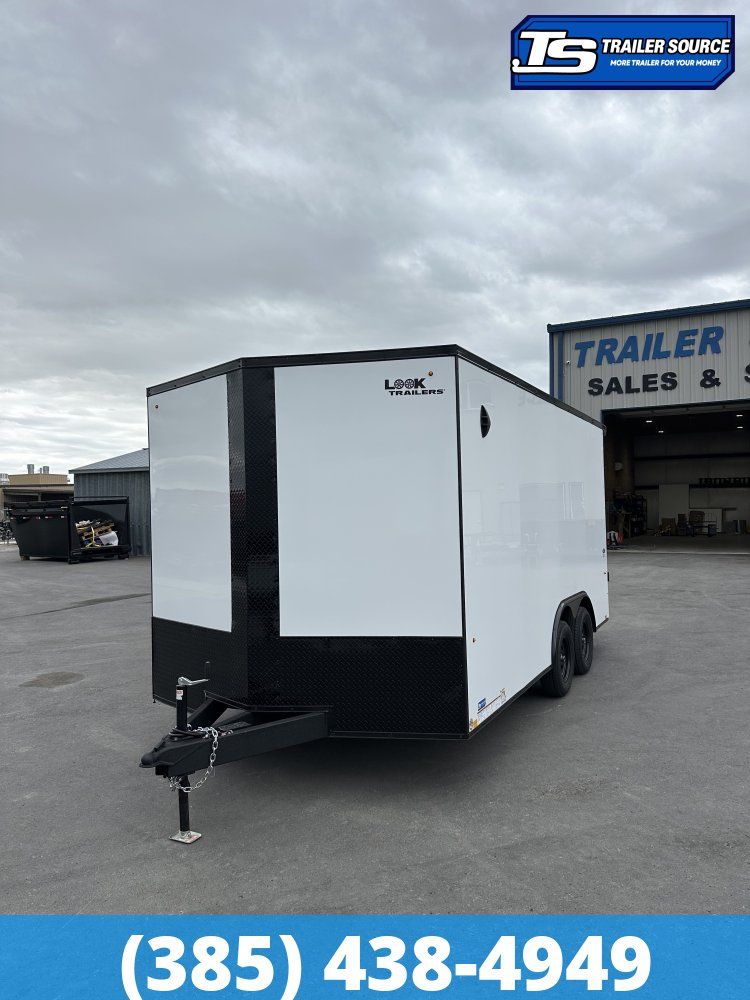 8.5x16 Look ST DLX Enclosed Cargo Trailer - 7'0" Interior - 7K GVWR - .080 PolyCor, Black Out Package, Rear Spoiler w/ Load